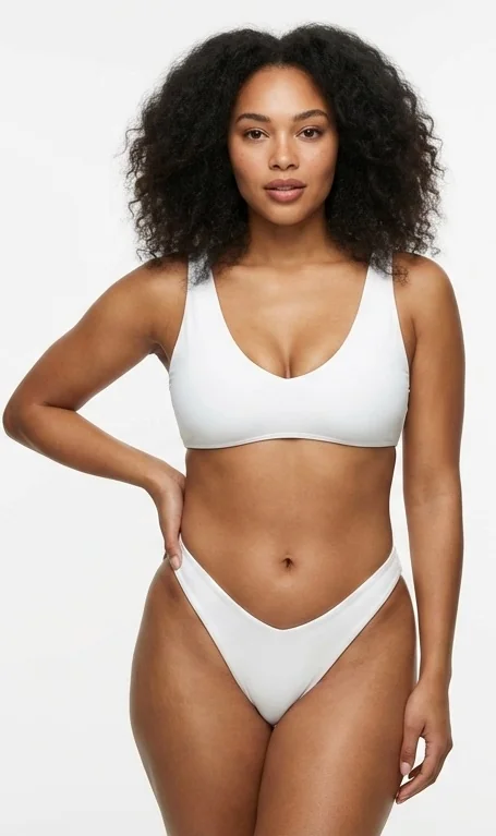 LunaIntim İz Yapmayan Beyaz Lazer Kesim Tanga Dikişsiz (Seamless) ve Görünmez Model - Ön Görünüm